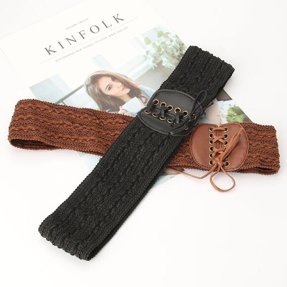 2/$30 Belt Lace Up Wrap Around Waist Black Boho Gypsy Cinched Woven Cute - Picture 10 of 11